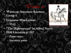 "The Highwayman" Lesson Plan: Poetry Analysis & Literary Techniques