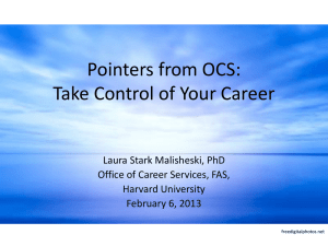 Pointers from OCS: Take Control of Your Career