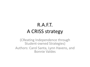R.A.F.T. Writing Strategy: A CRISS Method