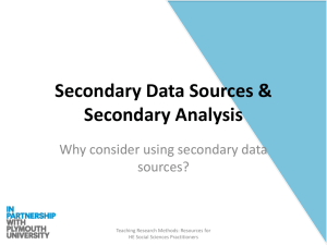 Secondary Data Analysis: Sources & Methods in Social Science
