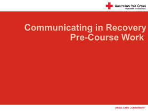 Pre-course work - Australian Red Cross