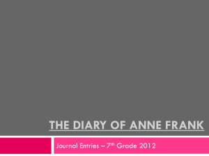 The Diary of Anne Frank: 7th Grade Journal Entries