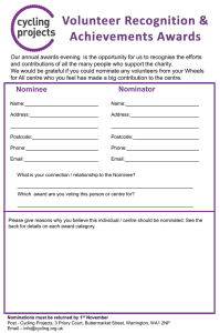 Volunteer Recognition & Achievements Awards
