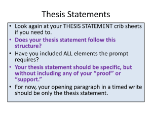 Thesis Statement Worksheet: Literary Analysis