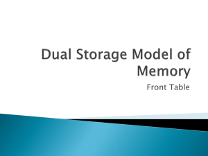 Dual Storage Model of Memory