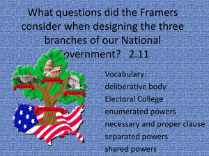 What questions did the Framers consider when designing the three