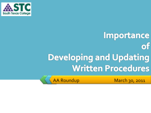Importance of Developing and Updating Written Procedures