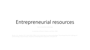 Entrepreneurial resources