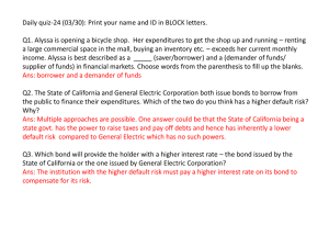 Finance Quiz: Borrowers, Bonds, and Default Risk