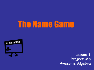Algebra Patterns: The Name Game - Lesson 1