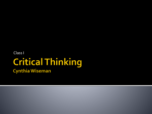 Class 1 Critical Thinking