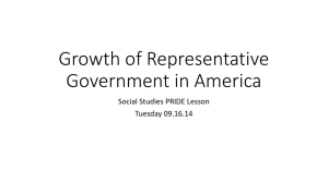 Growth of Representative Government in America
