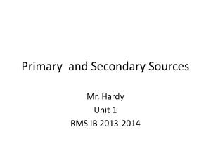Primary and Secondary Sources