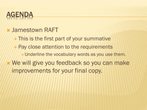 Jamestown RAFT Assignment: Settler's Letter