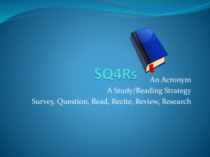 SQ4R Reading Strategy: Survey, Question, Read, Recite, Review