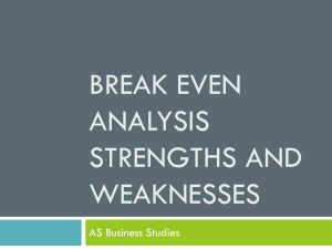 Break Even Analysis