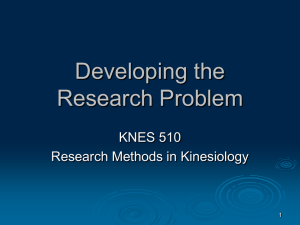 Developing the Research Problem