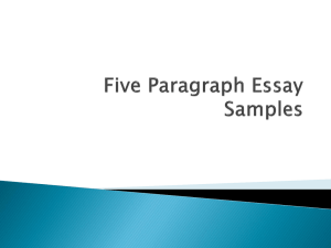 Five Paragraph Essay Samples