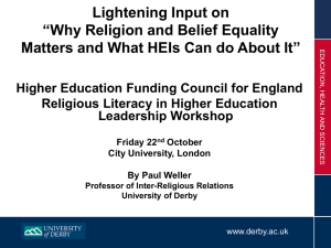 Why religion and belief equality matters – Professor Paul Weller