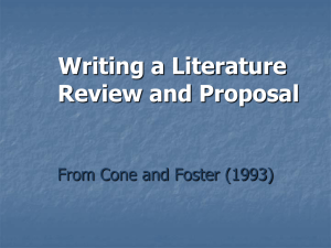 Writing a Literature Review and Proposal