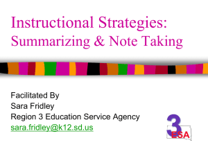 Summarizing & Note-Taking Instructional Strategies