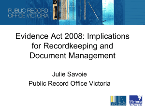 Evidence Act 2008 and recordkeeping JS VECCI 20100518