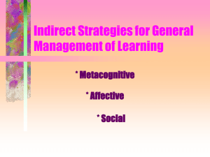 Indirect Learning Strategies: Metacognitive, Affective, Social