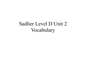 Sadlier Level D Unit 2 Vocabulary List