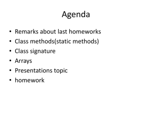 Java Programming: Class Methods, Arrays, and Signatures