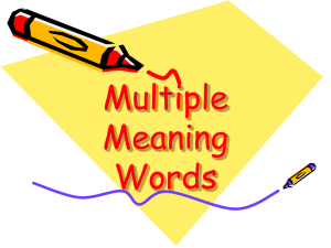 Multiple Meaning Words: Homographs & Context Clues