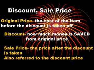 Discount, Sale Price