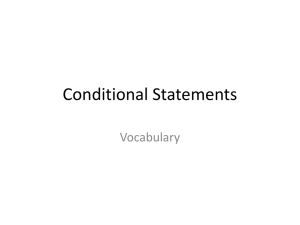 Conditional Statements: Logic Vocabulary & Examples