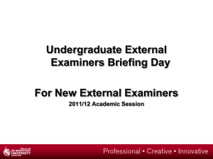 DMU External Examiners Briefing: Role & Responsibilities