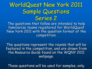 WorldQuest New York 2011 Sample Questions Series 2