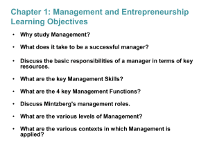 Management & Entrepreneurship: Skills, Roles, Functions