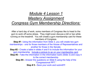 Congress Gym Membership Assignment: Civics Activity