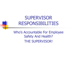SUPERVISOR`S RESPONSIBILITIES