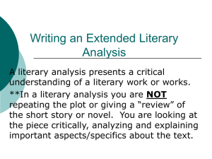 Writing an Extended Literary Analysis: A Guide