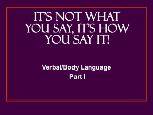 It`s Not What You Say, It`s How