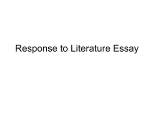 Response to Literature Essay Powerpoint