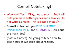 Cornell Notes & Regions: Geography Presentation