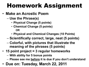 Physical & Chemical Changes Acrostic Poem Homework