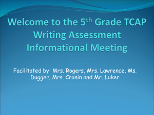 the 5th Grade TCAP Writing Assessment Informational Meeting