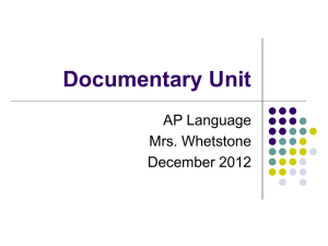 Documentary Unit - Whetstone`s Weebly