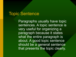 Topic Sentence