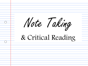 Note taking and critical reading