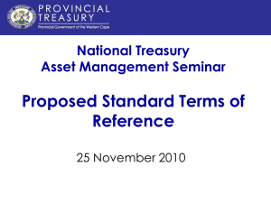 Proposed Standard TOR Presentation - MFMA