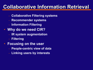 Information Filtering - School of Information