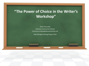 The Power of Choice in the Writer`s Workshop