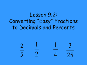 Converting Fractions to Decimals & Percents: Lesson 9.2